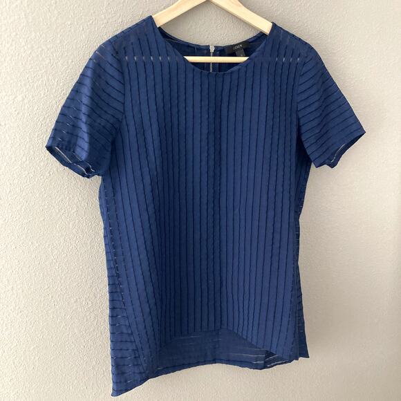 J. Crew Shadow Stripe Top - Semi Sheer - Navy Blue - 6 - Picture 8 of 8